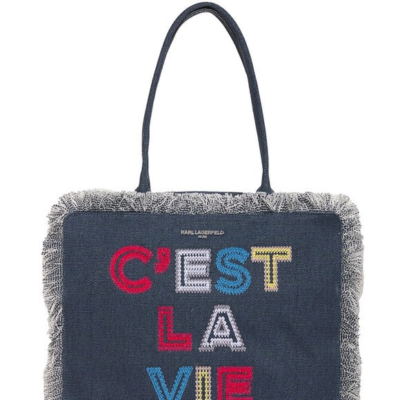 Karl Lagerfeld Paris Margot Market Medium Cotton Tote - Picture 2 of 5